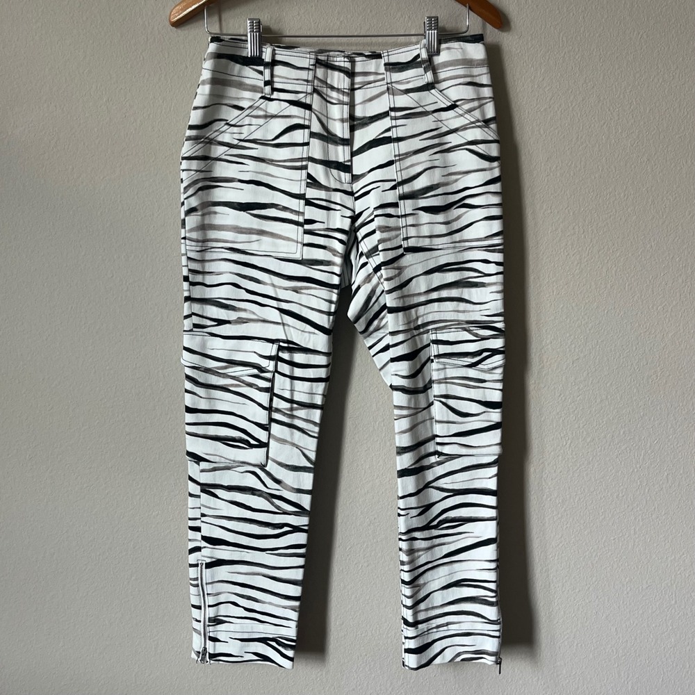Tracy Reese Zebra Print Cargo Pants‎ Zipper Ankle Detail Size 6
